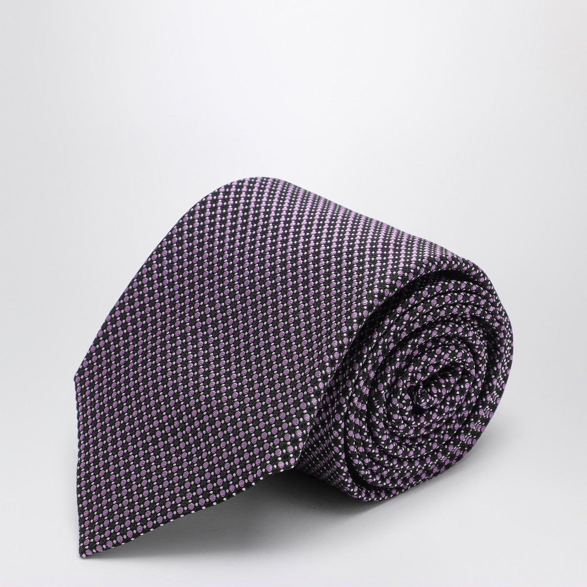 Destin Purple polka dot silk tie